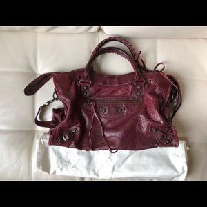 Balenciaga 2005 Bordeaux Burgundy City Purse